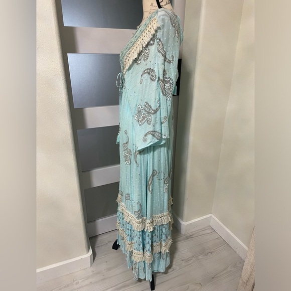 Zury 100% Viscose Paisley Fringe Boho Maxi Dress NWOT - Picture 2 of 9